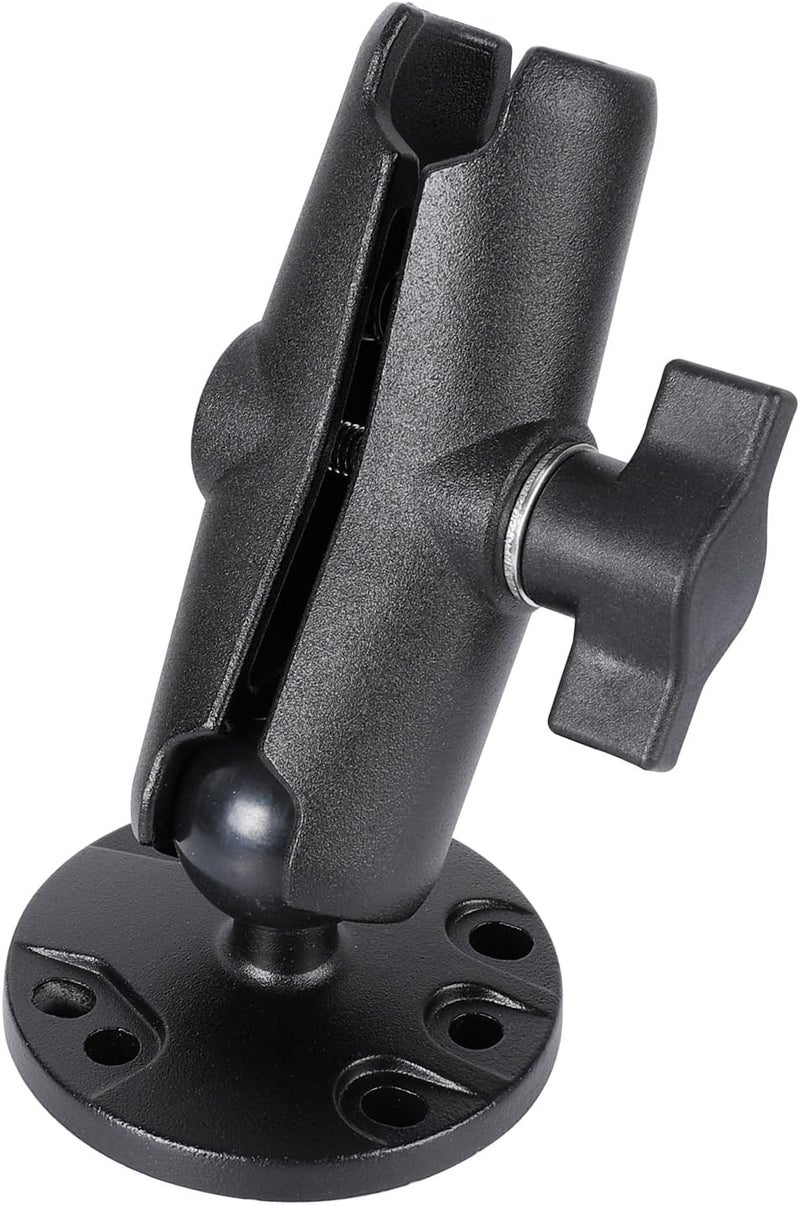 FPN 1" Ball Double Socket Arm with AMPS Hole Round Plate Base, Aluminum Alloy Arm&Drill Base, Compatible with RAM Mounts 1 Inch Ball Components, for Bike Car Motorcycle Phone Mount (4.53" Length) - Image 1